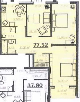 3-к квартира, 1/16 эт., 74м²